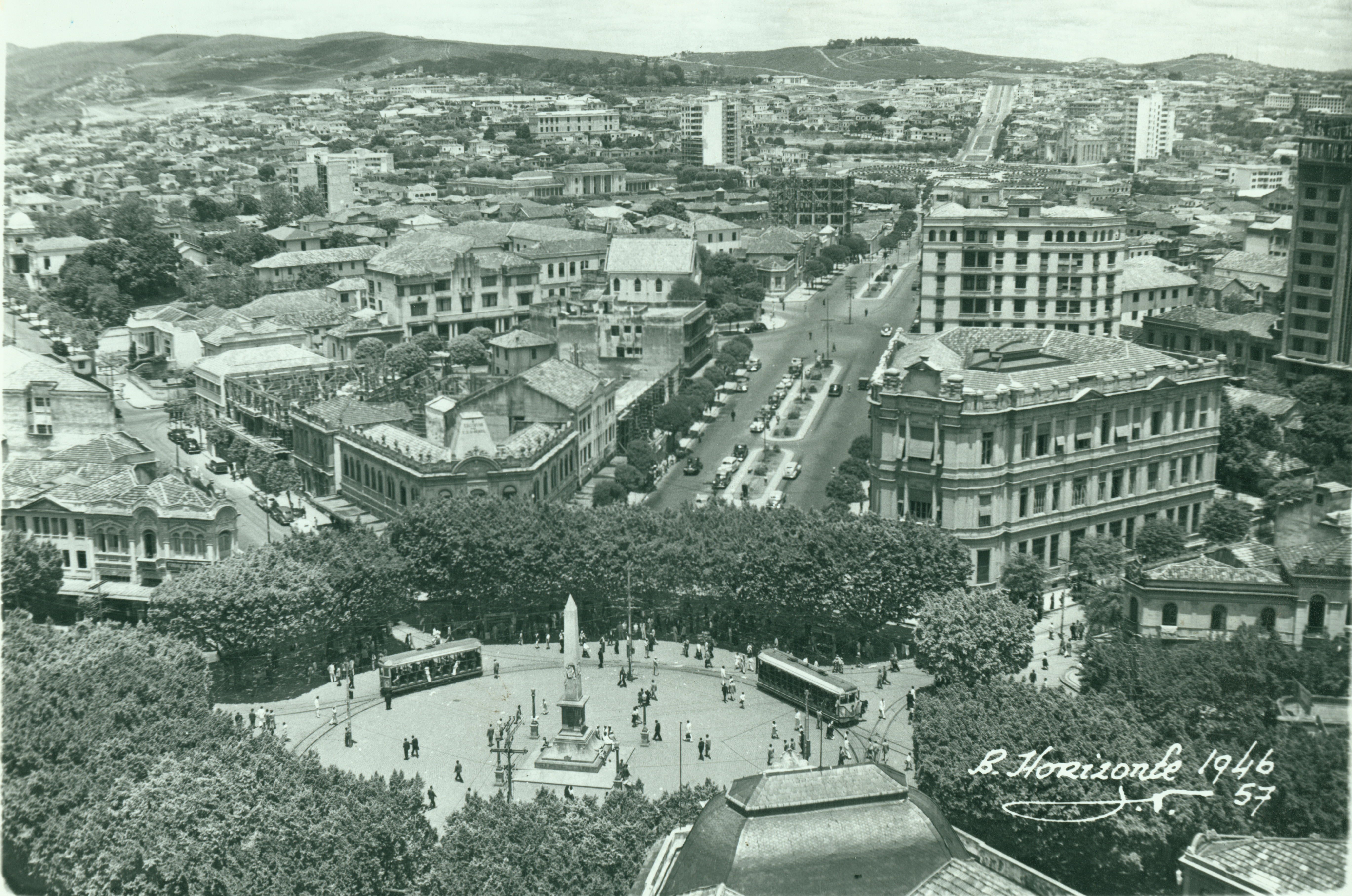 Vista aérea da Praça Sete