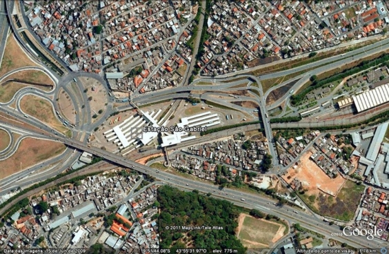 Estação São Gabiel, em imagem área. Fonte: Portal PBH/Google.