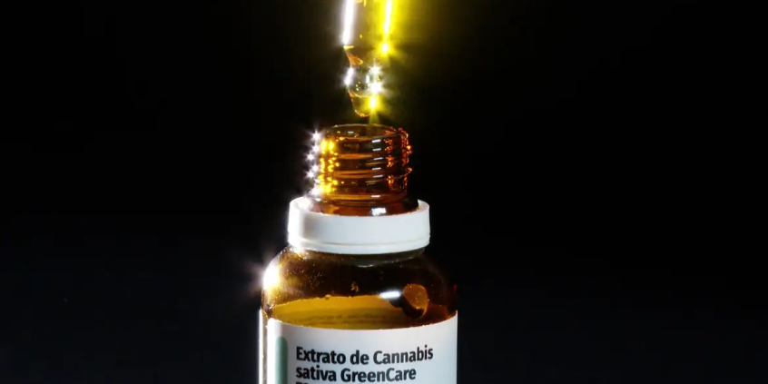 frasco de cannabis sativa