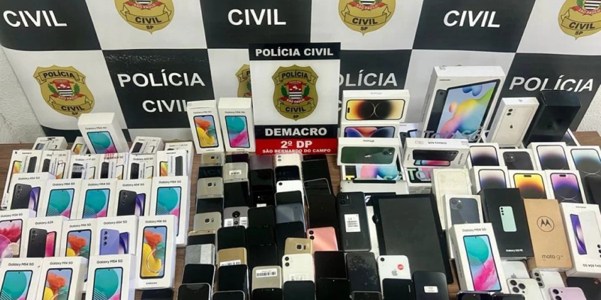 Celulares recolhidos pela Polícia Civil