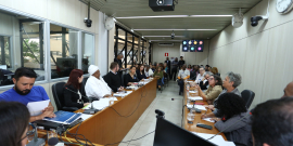 Imagem do Plenário Helvécio Arantes repleto de participantes da audiência 