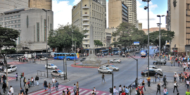 Vista aérea da Praça Sete de Setembro, no hipercentro de BH