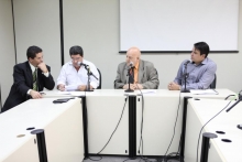 Vereadores Adriano Ventura, Tarcísio Caixeta, Henrique Braga e Jorge Santos na Comissão de Orçamento e Finanças Públicas
